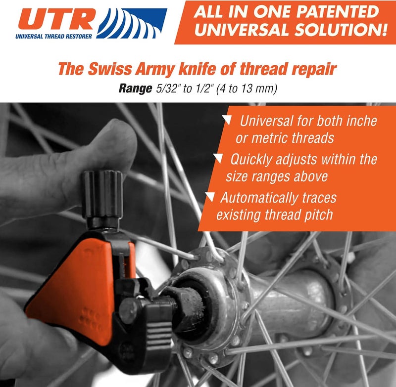 UTR - Universal Thread Restorer. External Thread Repair Tool. Easily Replaces hundreds of Dies. Automatically chases threads within range 5/32" - 1/2",4-13 mm. All In One Patented Universal Solution! - Image 4